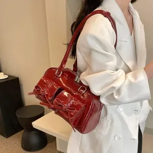 Shoulder Purse for Women Trendy PU Leather Bags Handbags Y2k Purse Hobo Bow Purse