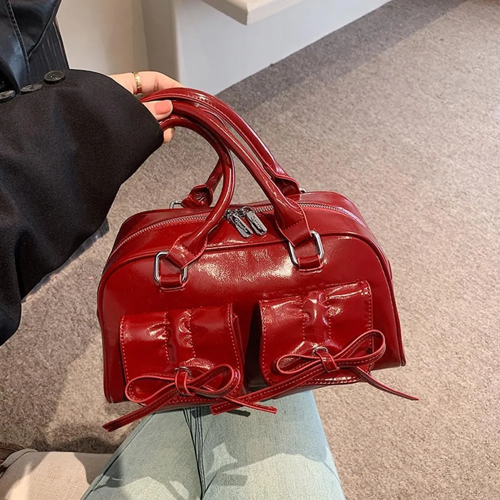 Shoulder Purse for Women Trendy PU Leather Bags Handbags Y2k Purse Hobo Bow Purse