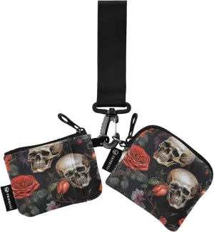 Skull Zip Around Wristlet Wallet for Women Portable Detachable Dual Pocket Keychain Wallet Wrist Wallet