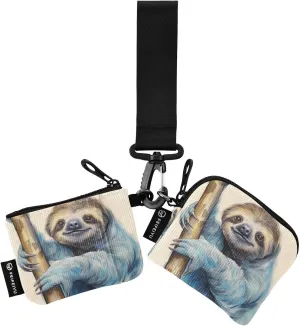 Sloth on The Branch Zip Around Wristlet Wallet for Women Portable Detachable Dual Pocket Keychain Wallet Wrist Wallet