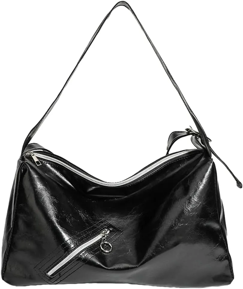 Slouchy Shoulder Bags for Women Large Soft Vegan Leather Tote Crossbody Purse Trendy Y2k Handbags Satchels