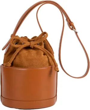 Small Bucket Bag for Women Vintage Vegan Leather Shoulder Crossbody Purse Tote Bag Handbags Drawstring Satchels
