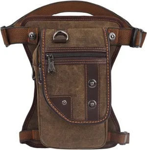 Small Canvas Multi-Purpose Waist Fanny Pack, Drop Leg Bag, Motorcycle Bike Cycling Pouch Pouches
