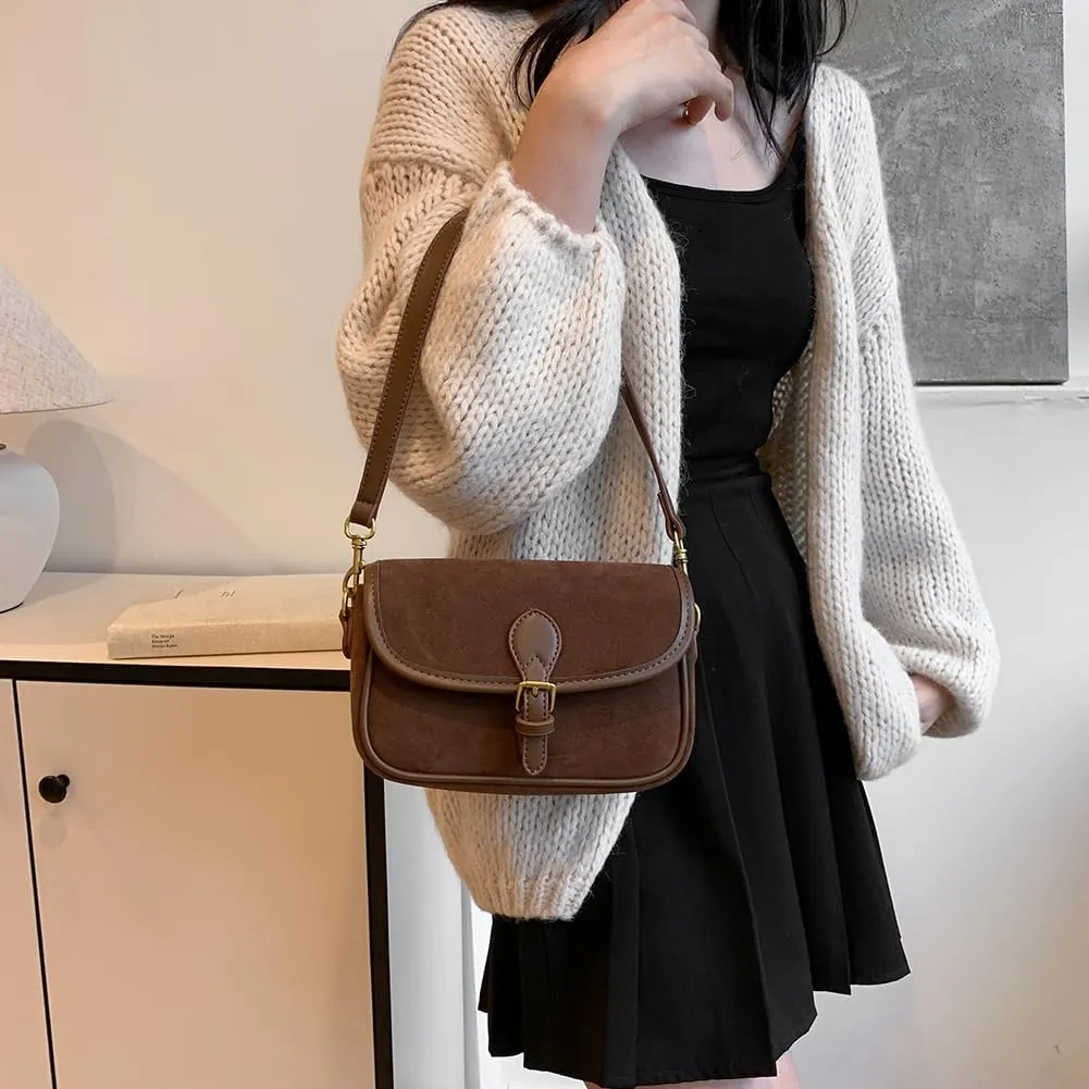 Small Crossbody Bag for Women Suede Bag Leather Suede Handbag Satchel Purse for Work Travel