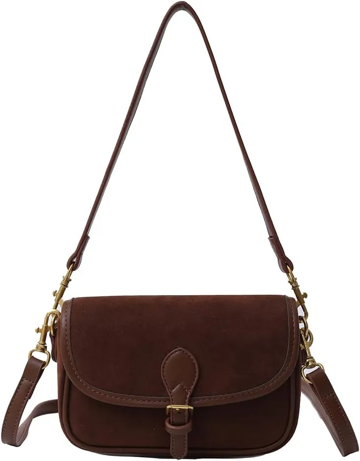 Small Crossbody Bag for Women Suede Bag Leather Suede Handbag Satchel Purse for Work Travel