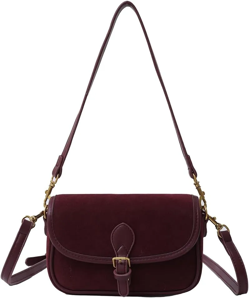 Small Crossbody Bag for Women Suede Bag Leather Suede Handbag Satchel Purse for Work Travel