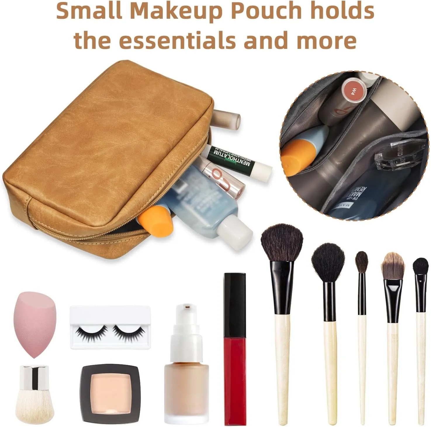 Small Makeup Bag for Purse, Mini Cosmetic Bag for Wemon, Purse Organizer Pouches for Travel