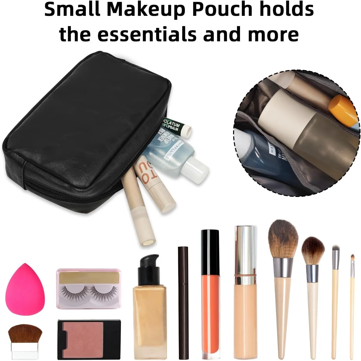 Small Makeup Bag for Purse, Mini Cosmetic Bag for Wemon, Purse Organizer Pouches for Travel