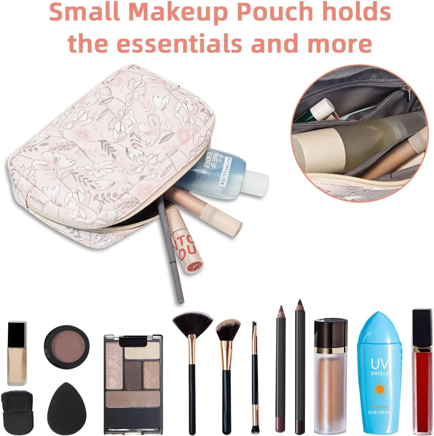 Small Makeup Bag for Purse, Mini Cosmetic Bag for Wemon, Purse Organizer Pouches for Travel