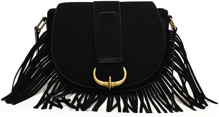 Small Suede Purse Vintage Fringe Saddle Bag for Women Suede Crossbody Purse Trendy Shoulder Bag for Fall 2024