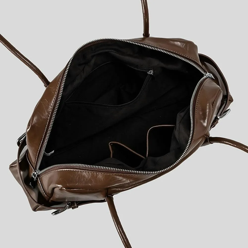 Soft Vegan Leather Shoulder Bag for Women Vintage Large Tote Purse Y2K Underarm Handbags Satchels