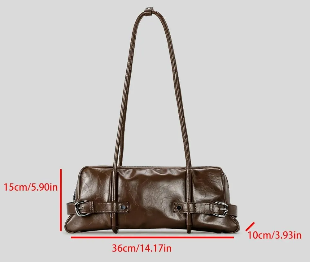 Soft Vegan Leather Shoulder Bag for Women Vintage Large Tote Purse Y2K Underarm Handbags Satchels