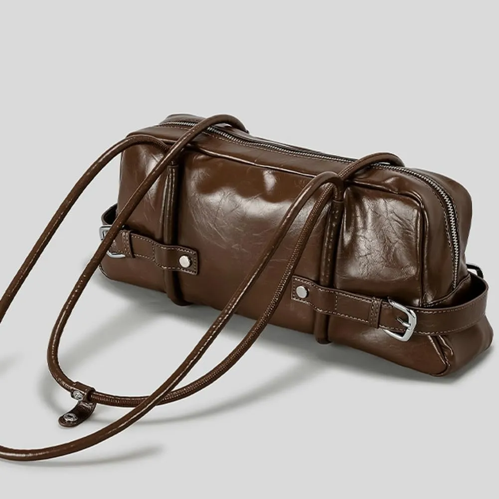 Soft Vegan Leather Shoulder Bag for Women Vintage Large Tote Purse Y2K Underarm Handbags Satchels
