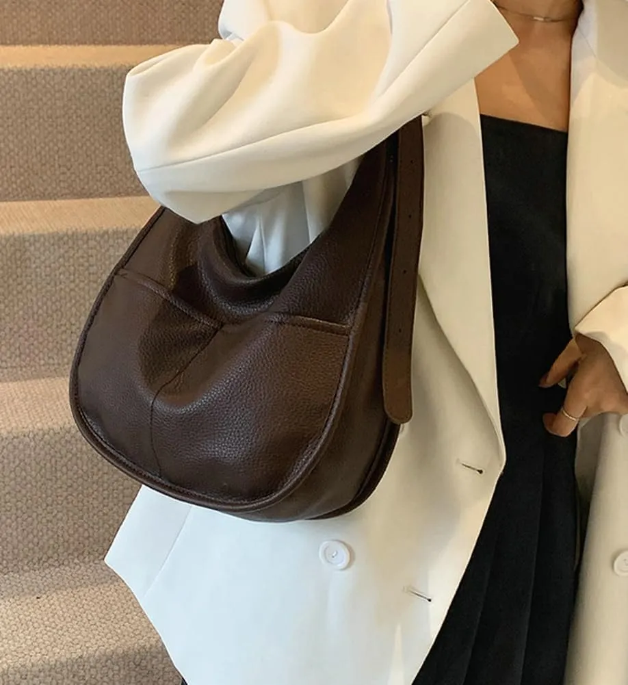 Soft Vegan Leather Shoulder Crossbody Bag for Women Large Dumpling Tote Purse Handbag Casual Work Satchels