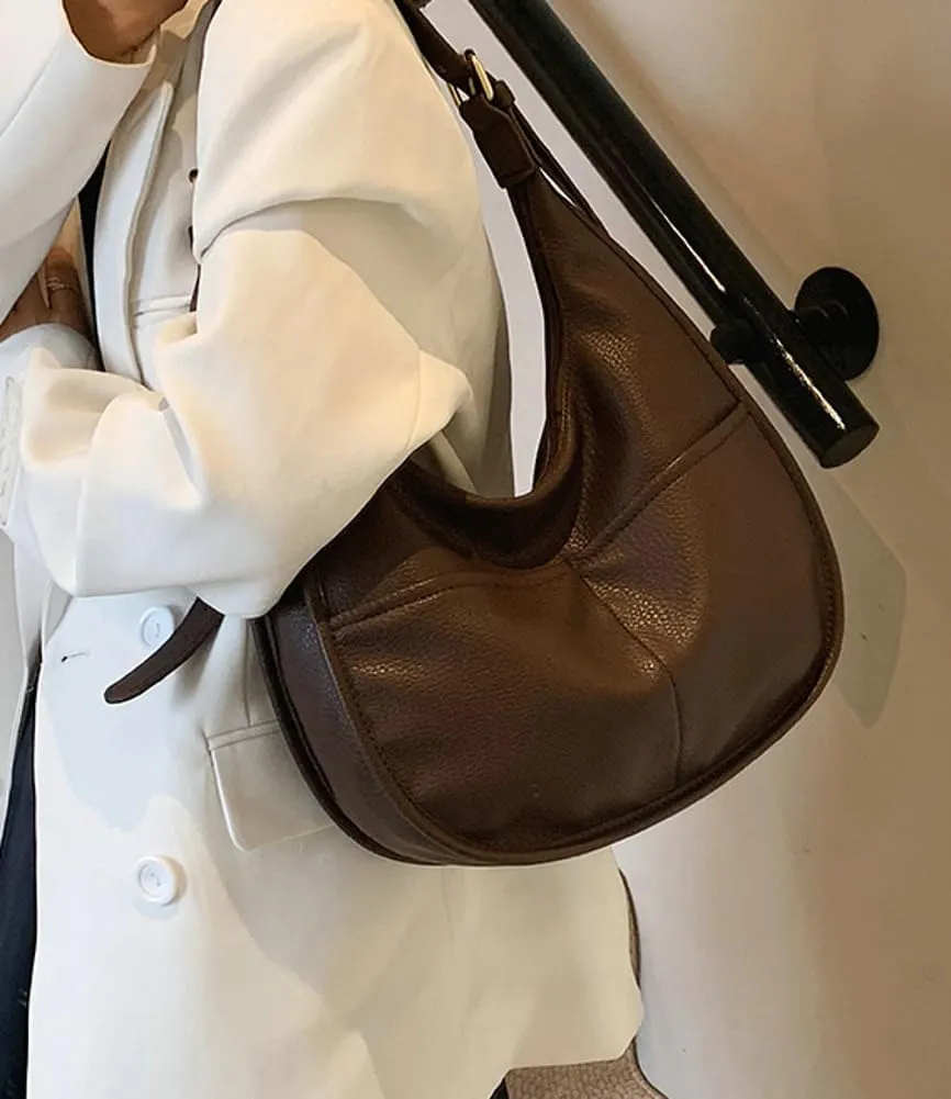 Soft Vegan Leather Shoulder Crossbody Bag for Women Large Dumpling Tote Purse Handbag Casual Work Satchels