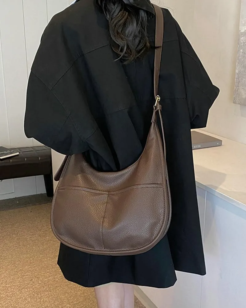 Soft Vegan Leather Shoulder Crossbody Bag for Women Large Dumpling Tote Purse Handbag Casual Work Satchels