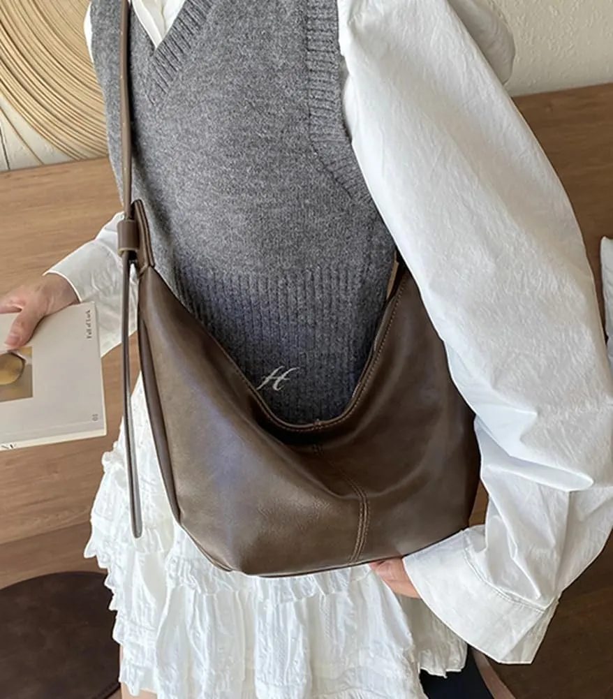 Soft Vegan Leather Shoulder Crossbody Bag for Women Small Dumpling Tote Purses Ladies Vintage Handbags Satchels