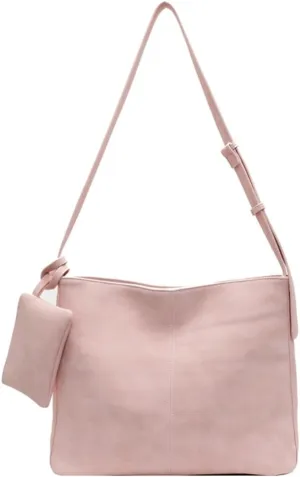 Soft Vegan Leather Shoulder Crossbody Bags for Women Large Bucket Tote Purse Suede Handbags Working Satchels