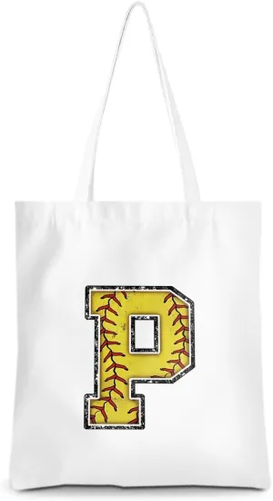 Softball Gifts Initial Tote Bag Reusable Grocery Bags Personalized Beach Bag Wedding Monogrammed Gifts for Women