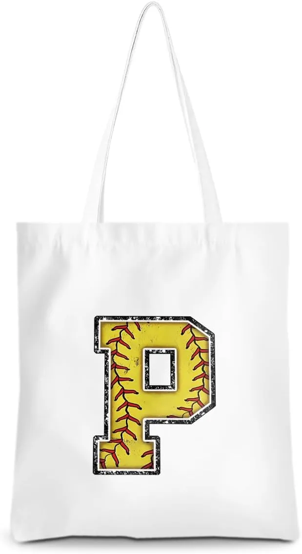 Softball Gifts Initial Tote Bag Reusable Grocery Bags Personalized Beach Bag Wedding Monogrammed Gifts for Women