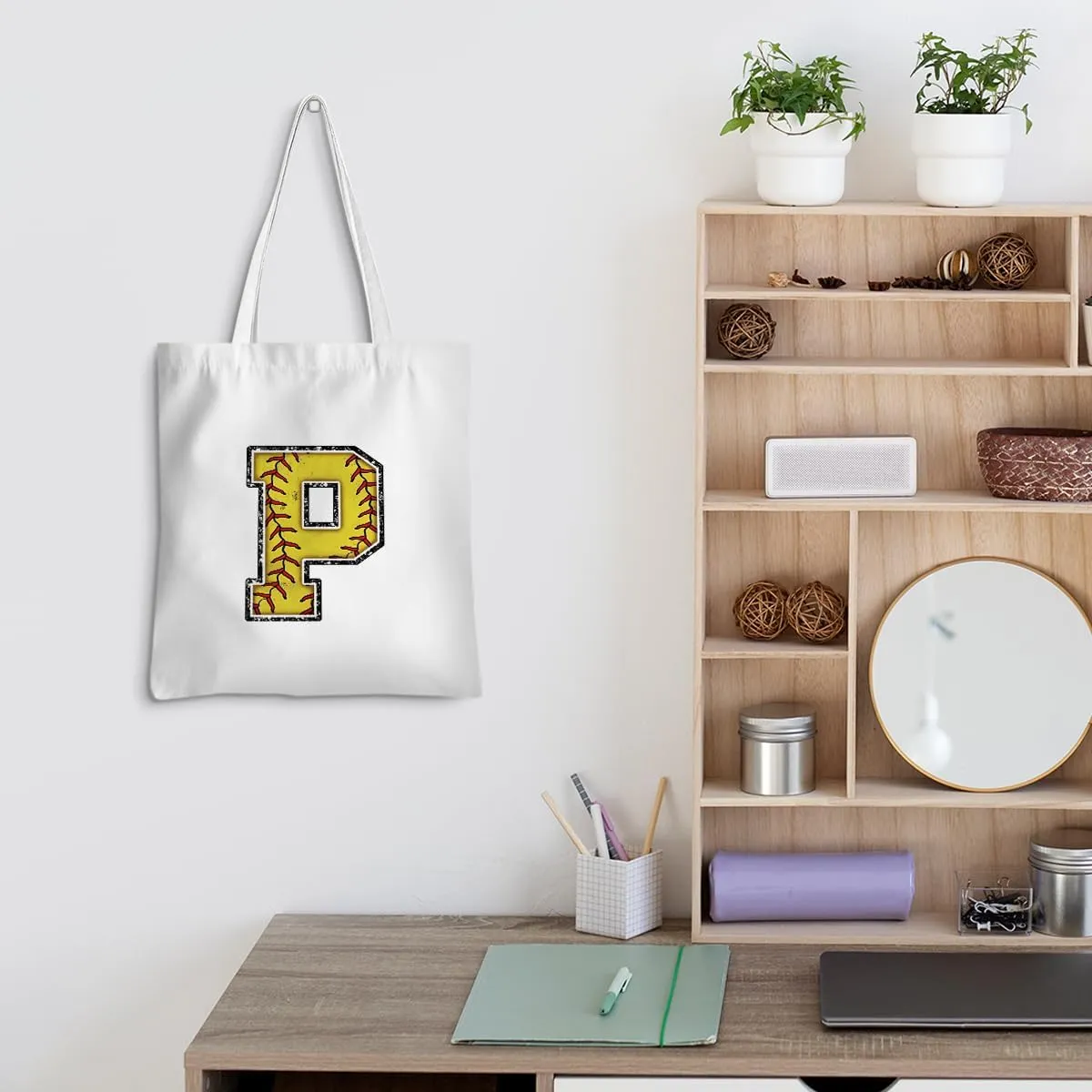 Softball Gifts Initial Tote Bag Reusable Grocery Bags Personalized Beach Bag Wedding Monogrammed Gifts for Women