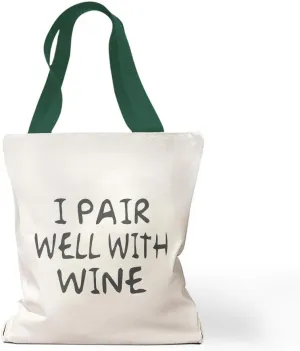 Speedy Pros Canvas Tote Bag for Women I Pair Well with Wine Drinking Party Beach Bags for Women