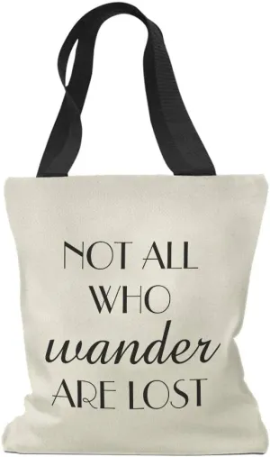 Speedy Pros Canvas Tote Bag for Women Not All Who Wander Are Lost Inspiration & Motivation Beach Bags for Women