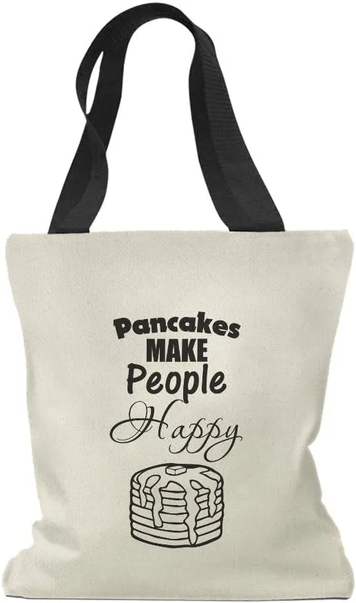 Speedy Pros Canvas Tote Bag for Women Pancakes Make People Happy Funny & Novelty Humor Beach Bags for Women