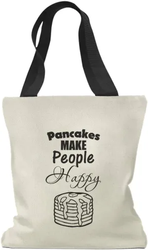Speedy Pros Canvas Tote Bag for Women Pancakes Make People Happy Funny & Novelty Humor Beach Bags for Women
