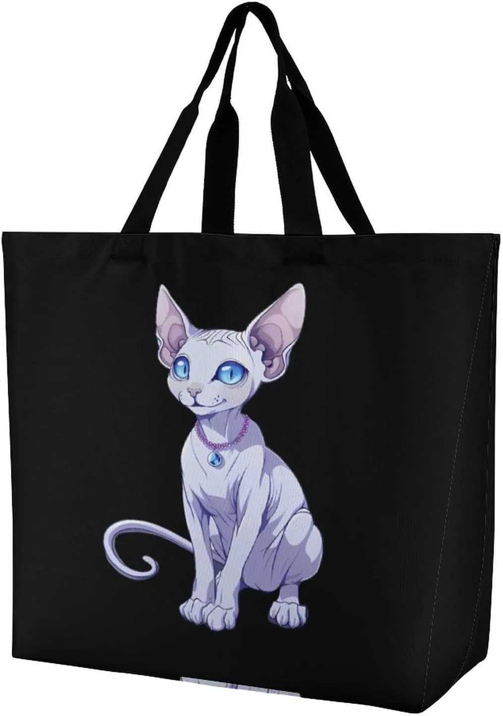 Sphynx Cat Women's Shoulder Shopping Bags Foldable Tote Bag Large Capacity Handbag for Work Travel