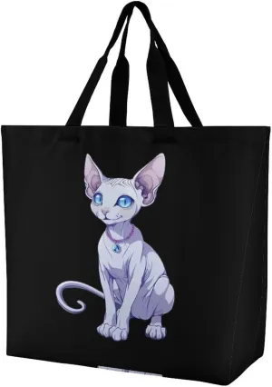 Sphynx Cat Women's Shoulder Shopping Bags Foldable Tote Bag Large Capacity Handbag for Work Travel