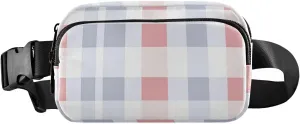 Squares White Orange Fashionable Crossbody Bag Waist Packs for Men Women Small Bum Bag Belt with Adjustable Strap for Travel Shopping Running
