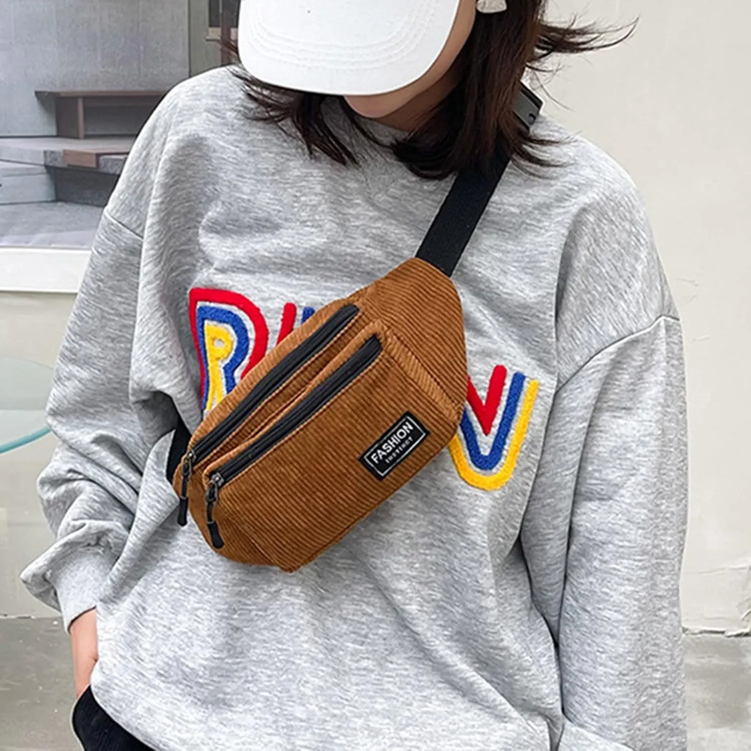 Study Materials Men Chest Bag Texture Body Small Bag Sports Waist Bags Casual Shoulder Bags For Men (Brown, One Size)