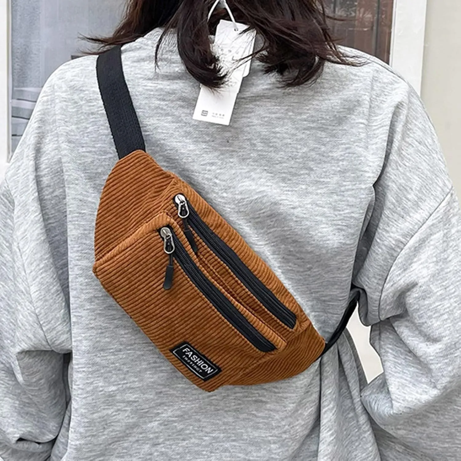 Study Materials Men Chest Bag Texture Body Small Bag Sports Waist Bags Casual Shoulder Bags For Men (Brown, One Size)