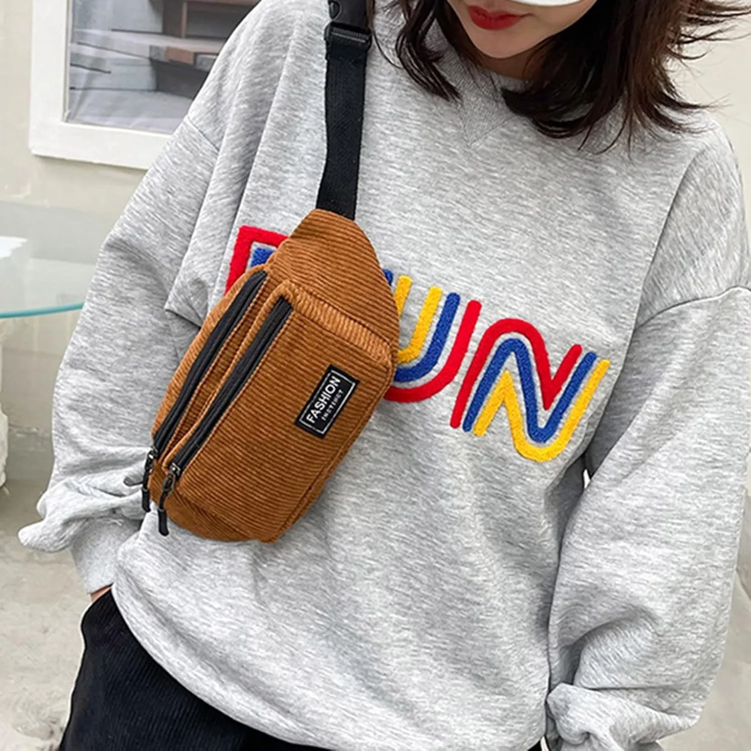 Study Materials Men Chest Bag Texture Body Small Bag Sports Waist Bags Casual Shoulder Bags For Men (Brown, One Size)