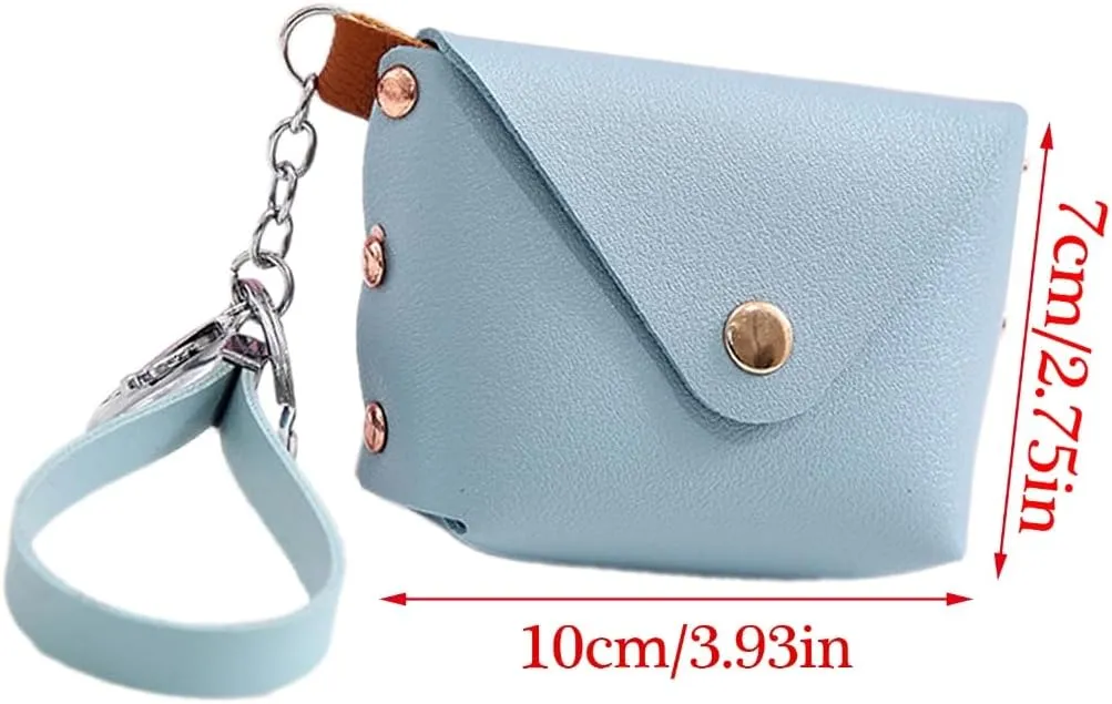 Stylish Leather Change Purse for Women and Girls Wristlet Card Holder Small Wallet Fashionable Keychain Pouches