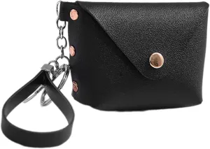 Stylish Leather Change Purse for Women and Girls Wristlet Card Holder Small Wallet Fashionable Keychain Pouches