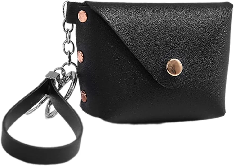 Stylish Leather Change Purse for Women and Girls Wristlet Card Holder Small Wallet Fashionable Keychain Pouches