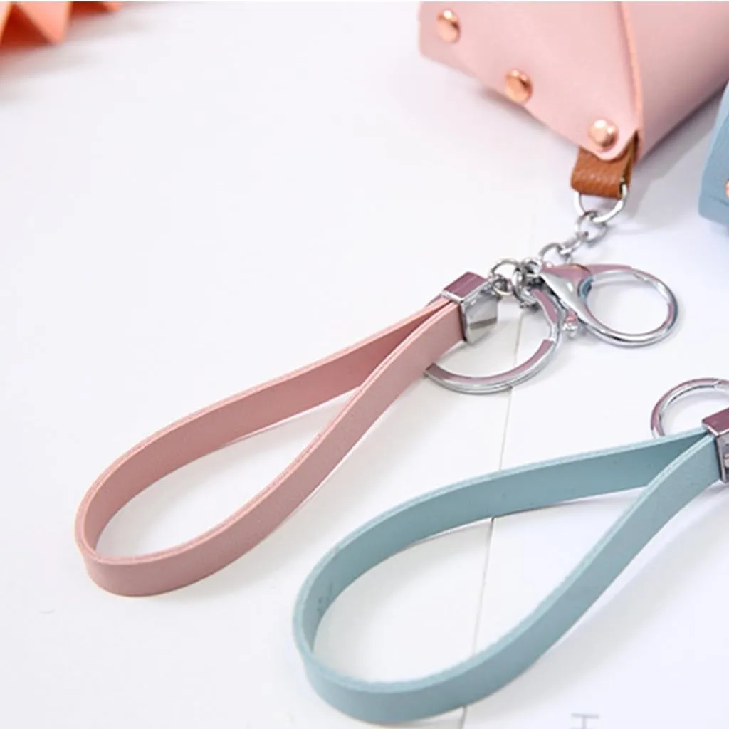 Stylish Leather Change Purse for Women and Girls Wristlet Card Holder Small Wallet Fashionable Keychain Pouches