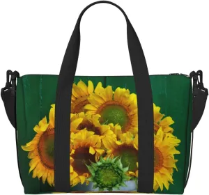 Sunflowers in Bucket Travel Bag for Women Men Weekender Bags Carry on Overnight Bag Tote Bag Yoga Gym Bag for Gym, Work, Travel, Weekend, Personal Items