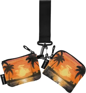 Sunset Tree Zip Around Wristlet Wallet for Women Portable Detachable Dual Pocket Keychain Wallet Wrist Wallet