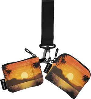 Sunset Tree Zip Around Wristlet Wallet for Women Portable Detachable Dual Pocket Keychain Wallet Wrist Wallet