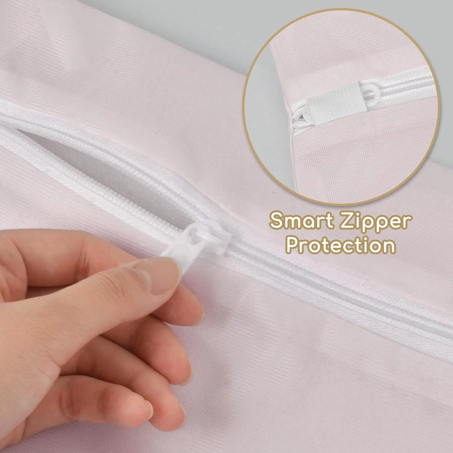 Sylfairy Mesh Laundry Bag for Delicates, Underwear and Lingerie, Travel Storage Organize Bag, Makeup Organizer Bag, 3pcs Medium, Pink, Zipper Closure