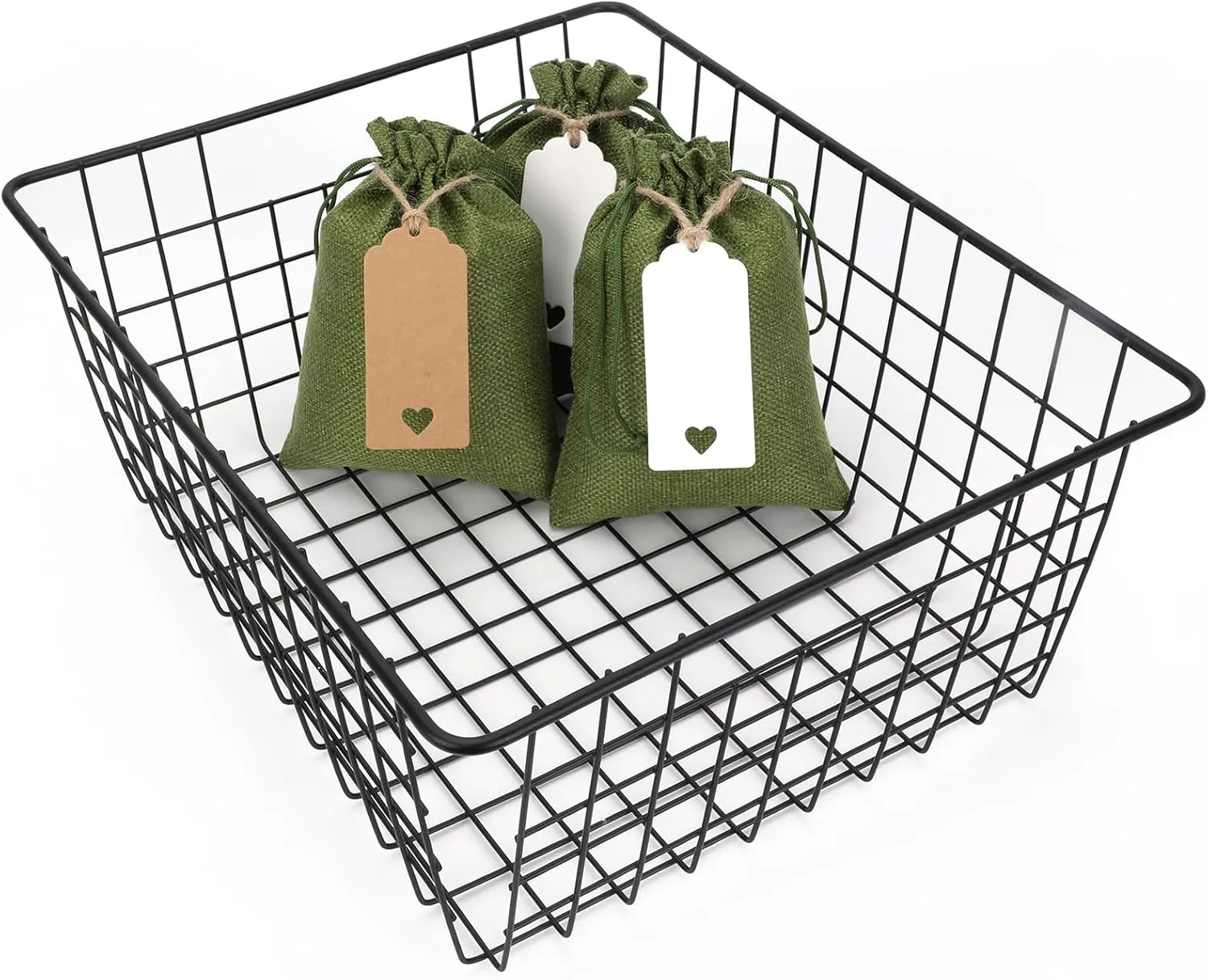 Tapleap Burlap Gift Bags with Drawstring, 5x7 Favor Sacks (Lot of 30) for Wrapping Kids Class Father's Day, Birthday, Wedding, Party or DIY(Green)