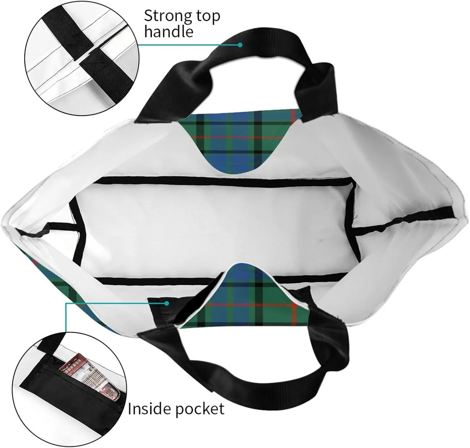 Tartan Tote Bag For Women Weekender Travel Bag Reusable Grocery Bags Large Totes Handbags