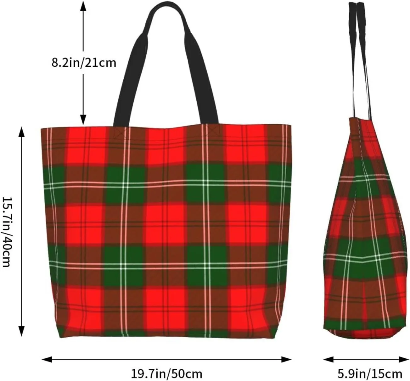 Tartan Tote Bag For Women Weekender Travel Bag Reusable Grocery Bags Large Totes Handbags