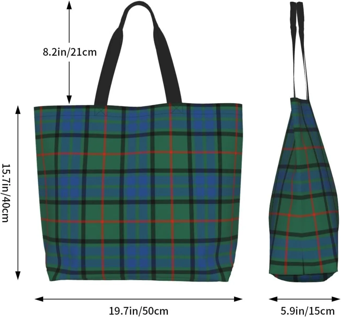 Tartan Tote Bag For Women Weekender Travel Bag Reusable Grocery Bags Large Totes Handbags