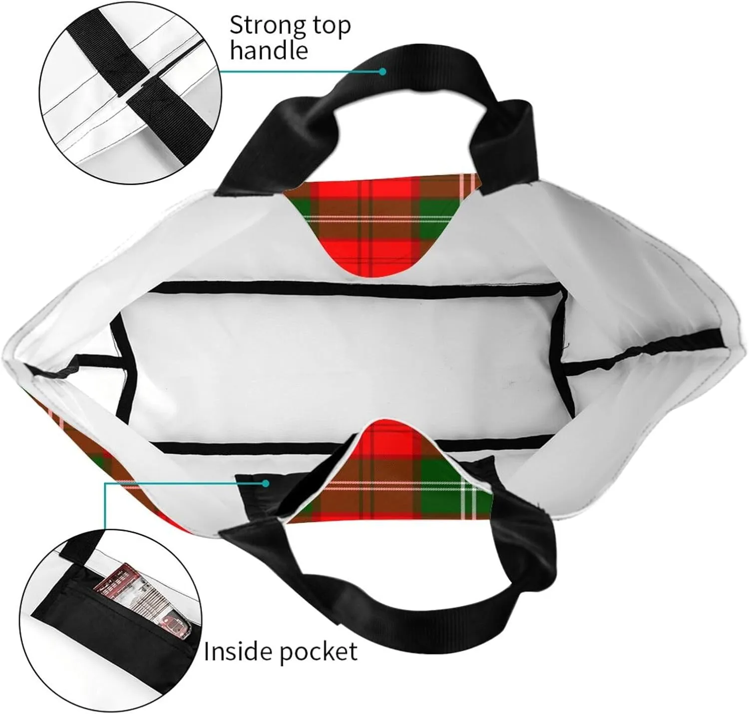 Tartan Tote Bag For Women Weekender Travel Bag Reusable Grocery Bags Large Totes Handbags