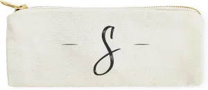 The Cotton & Canvas Co. Personalized Handwritten Monogram Initial S Small Cosmetic Case and Travel Pouch for Office or On The Go