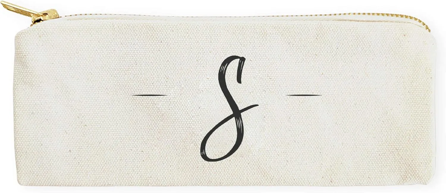 The Cotton & Canvas Co. Personalized Handwritten Monogram Initial S Small Cosmetic Case and Travel Pouch for Office or On The Go